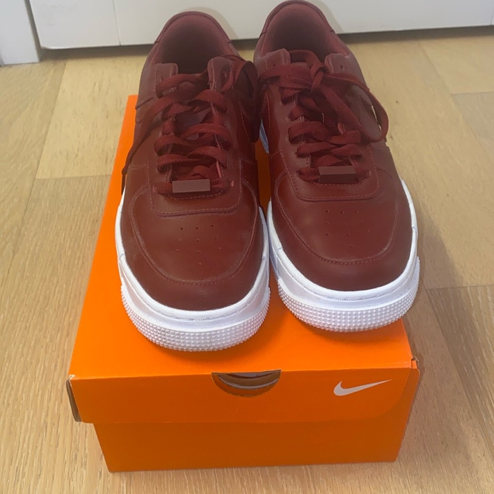 NIKE Red Pixel Air Force One Sneakers - Women Size 9